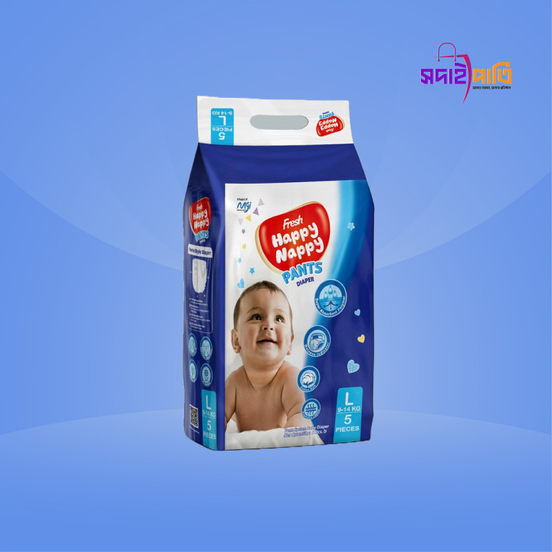 ফ্রেশ হ্যাপী ন্যাপী বেবী ডায়াপার ৫পিস L (৯-১৪ কেজি)