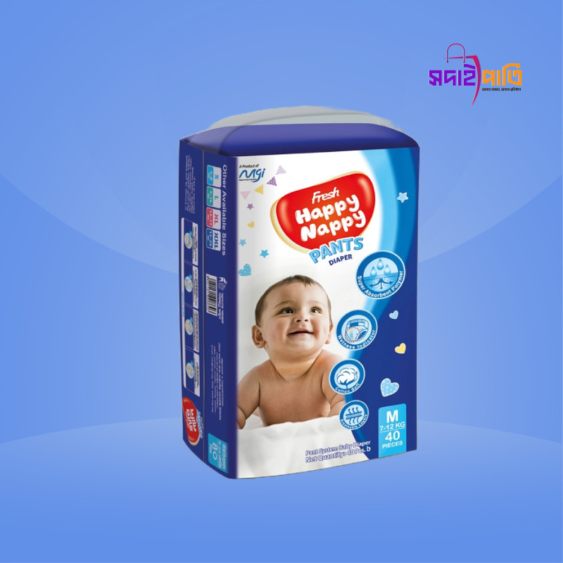 ফ্রেশ হ্যাপী ন্যাপী বেবী ডায়াপার ৪০পিস M (৭-১২ কেজি)